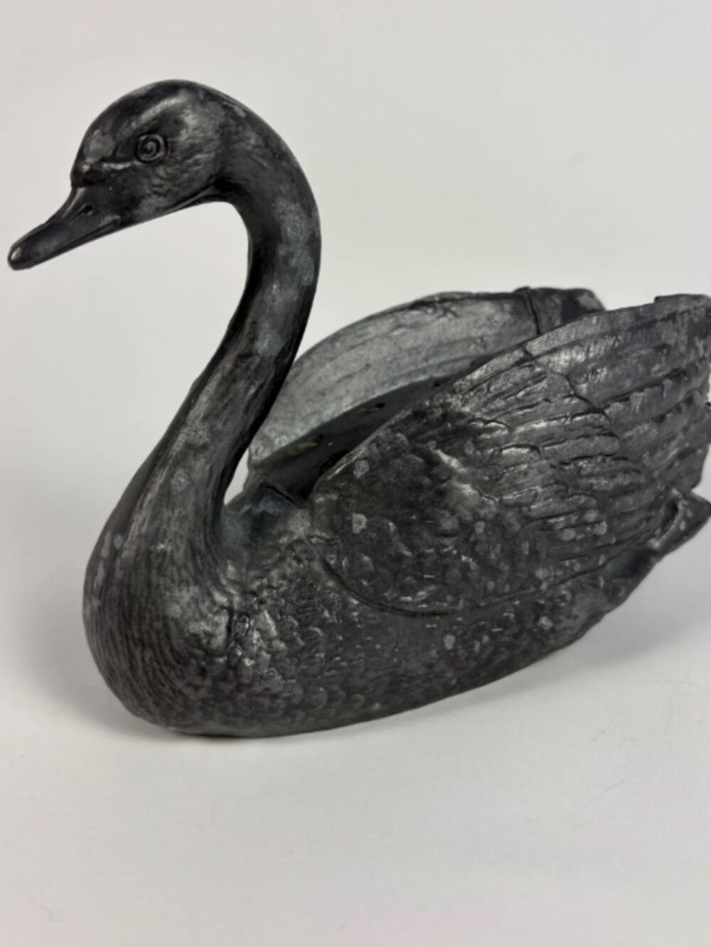 Vintage 1980s Petite Choses Swan Candle Holder | Heavy Die Cast Metal Swan Flowe - Picture 1 of 12